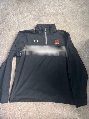 LG Men's Black Quarter-Zip Pullover with Stripe Detail